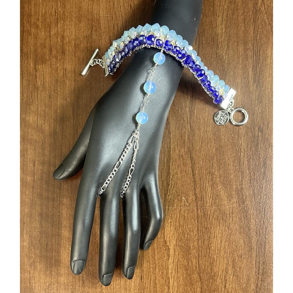 Unique Boho Slave Bracelet Handmade Repurposed Vintage Style Rhinestone & Stones